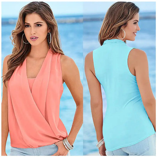 MILANO Chiffon Crossover Sleeveless Blouse